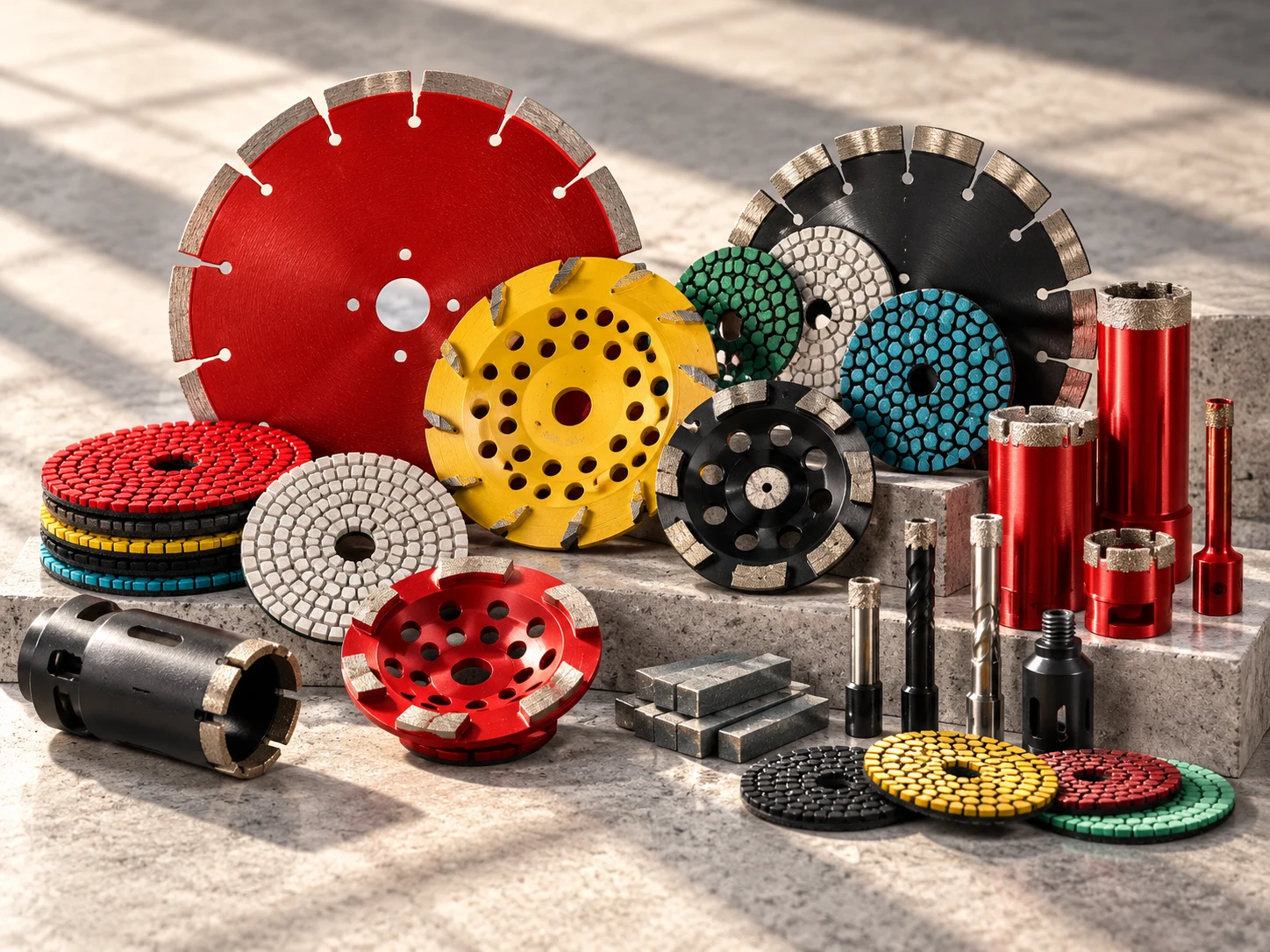 Concept collection of diamond grinding and polishing tooling